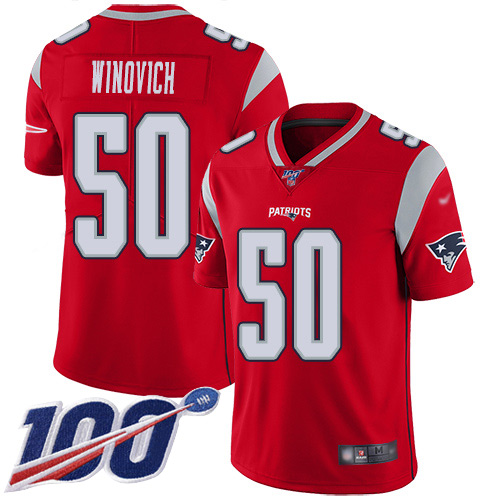 New England Patriots Football #50 100th Season Inverted Limited Red Men Chase Winovich NFL Jersey->youth nfl jersey->Youth Jersey